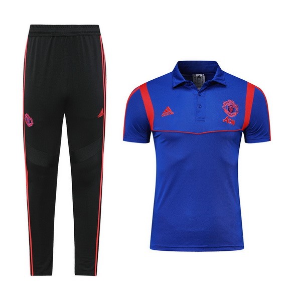 Polo Conjunto Completo Manchester United 2019 2020 Azul Rojo